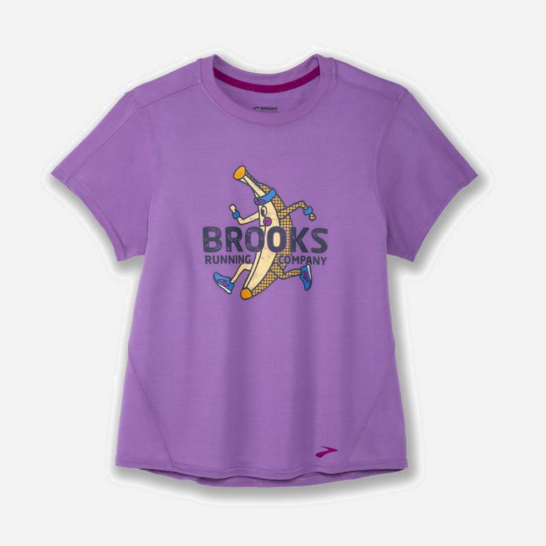 Brooks Distance Graphic Mujer Camisetas Manga Corta - Morados (7198XYCJN)